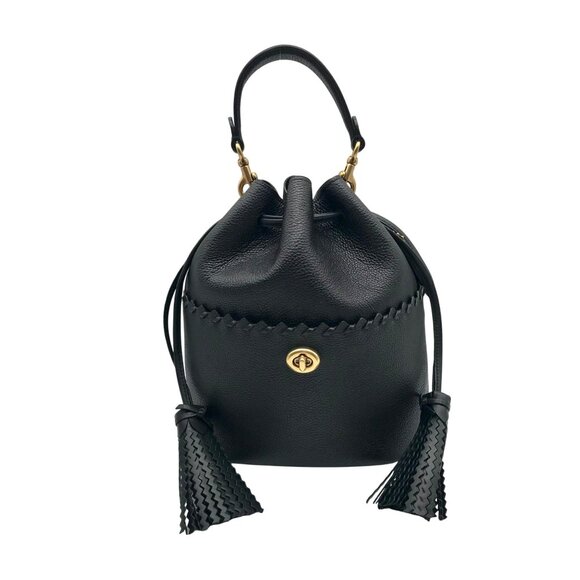 Coach Black Pebbled Leather Lora Whipstitch Bucket Bag 651 - Picture 1 of 11